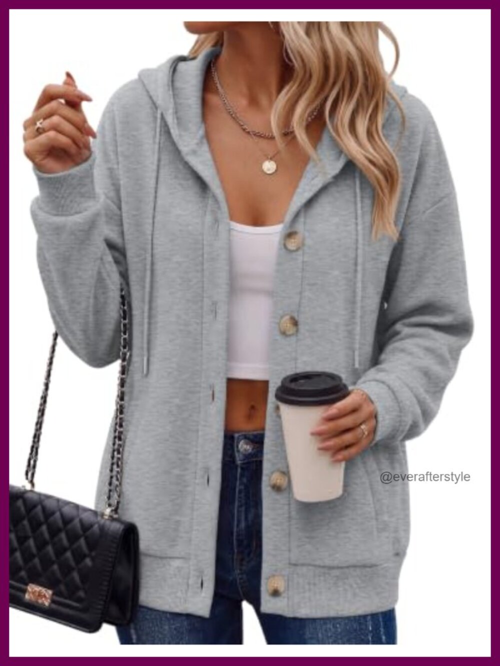 Zeagoo Hooded Sweatshirt Button Front Fleece Hoodie for Women Oversized
